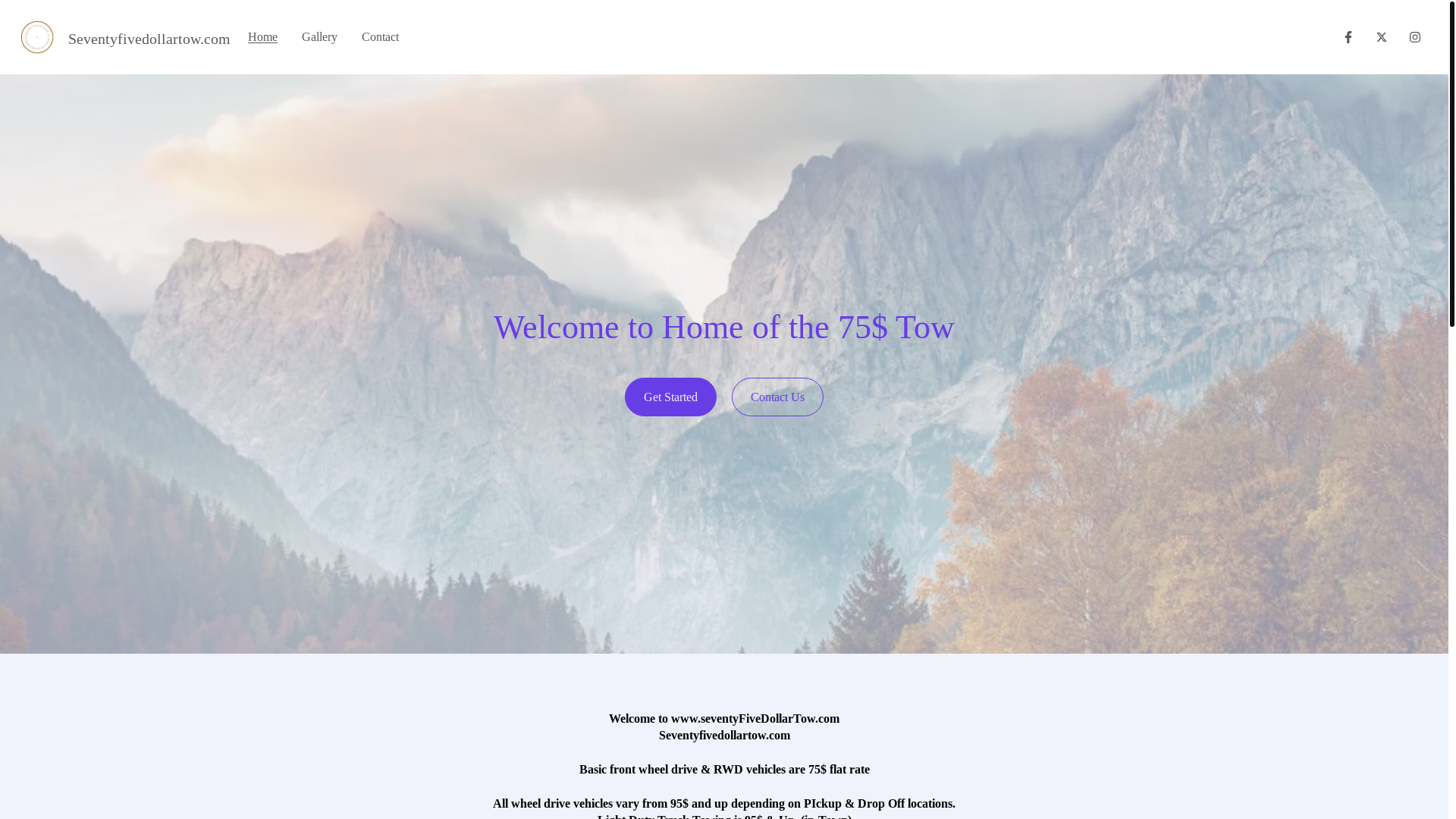 website screenshot of https://seventyfivedollartow.com/