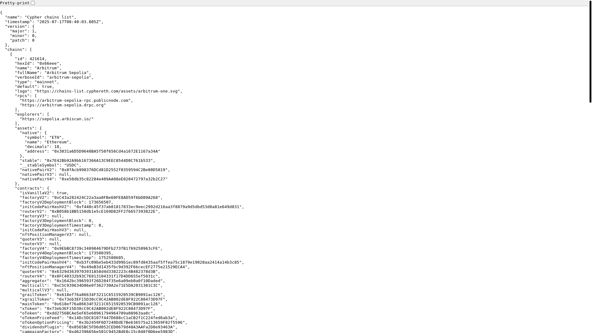 website screenshot of https://cypher-chains-list.pages.dev/