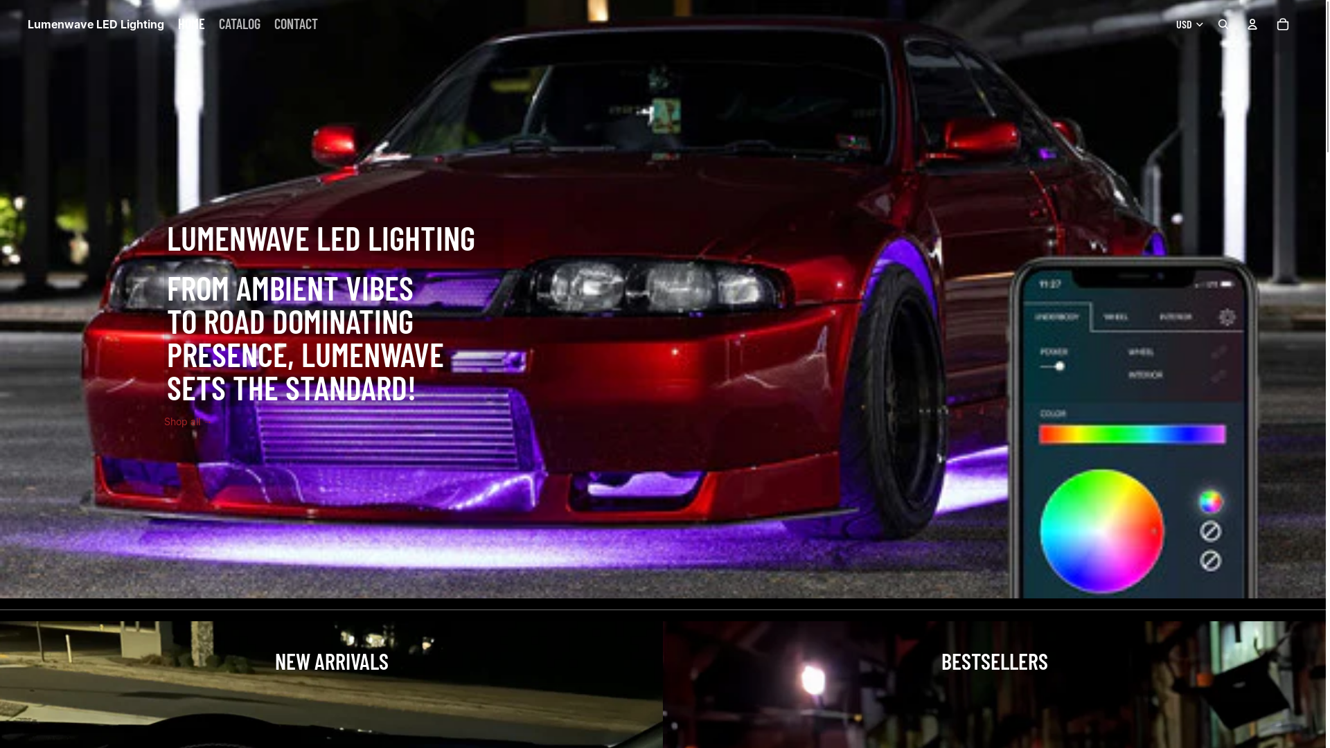 website screenshot of https://lumenwaveleds.com/