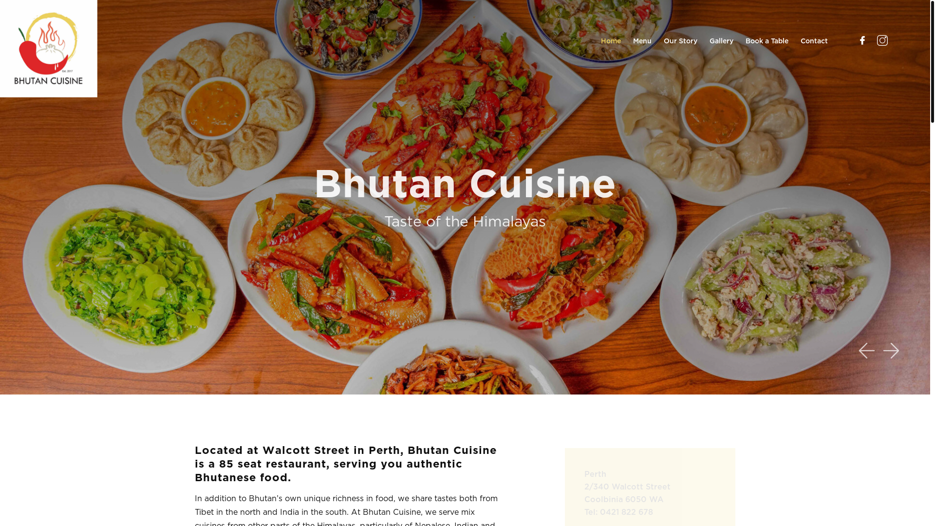 website screenshot of https://bhutancuisine.online/