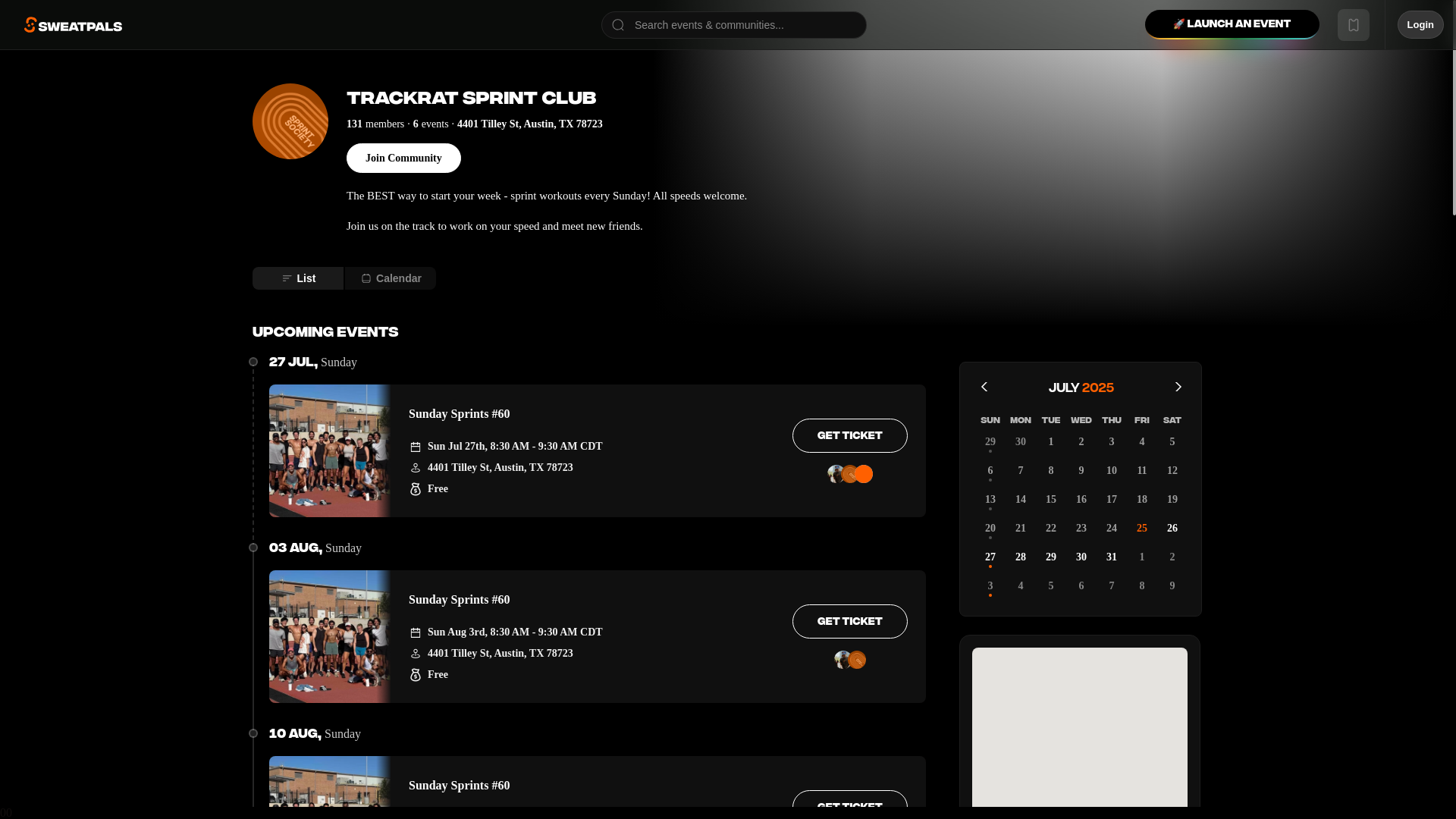 website screenshot of https://trackratsprint.club/