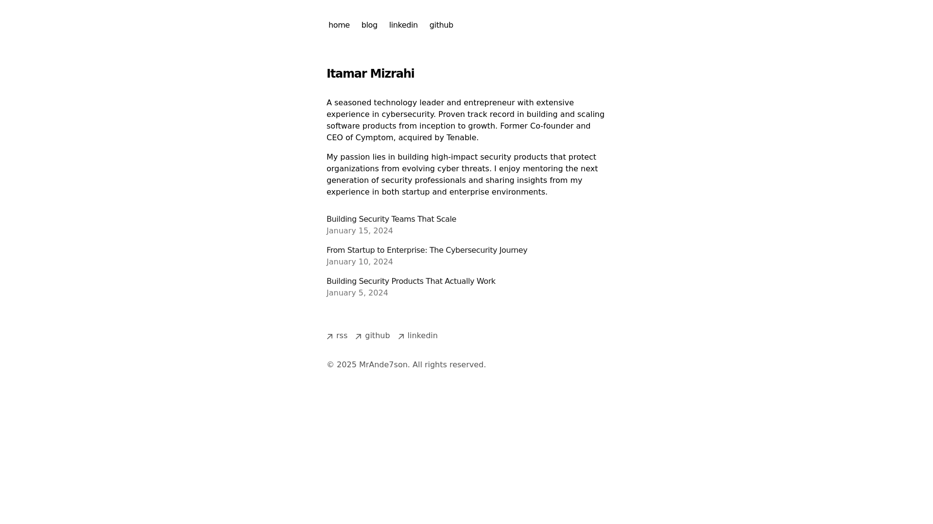 website screenshot of https://mrande7son.com/