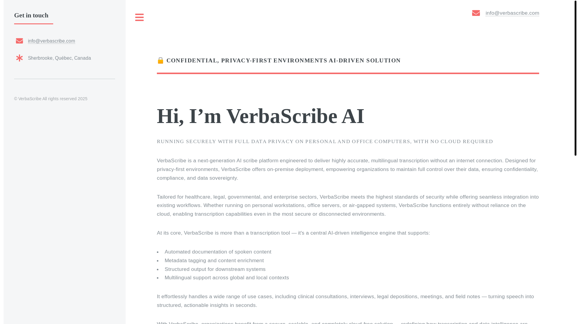 website screenshot of https://verbascribe.com/