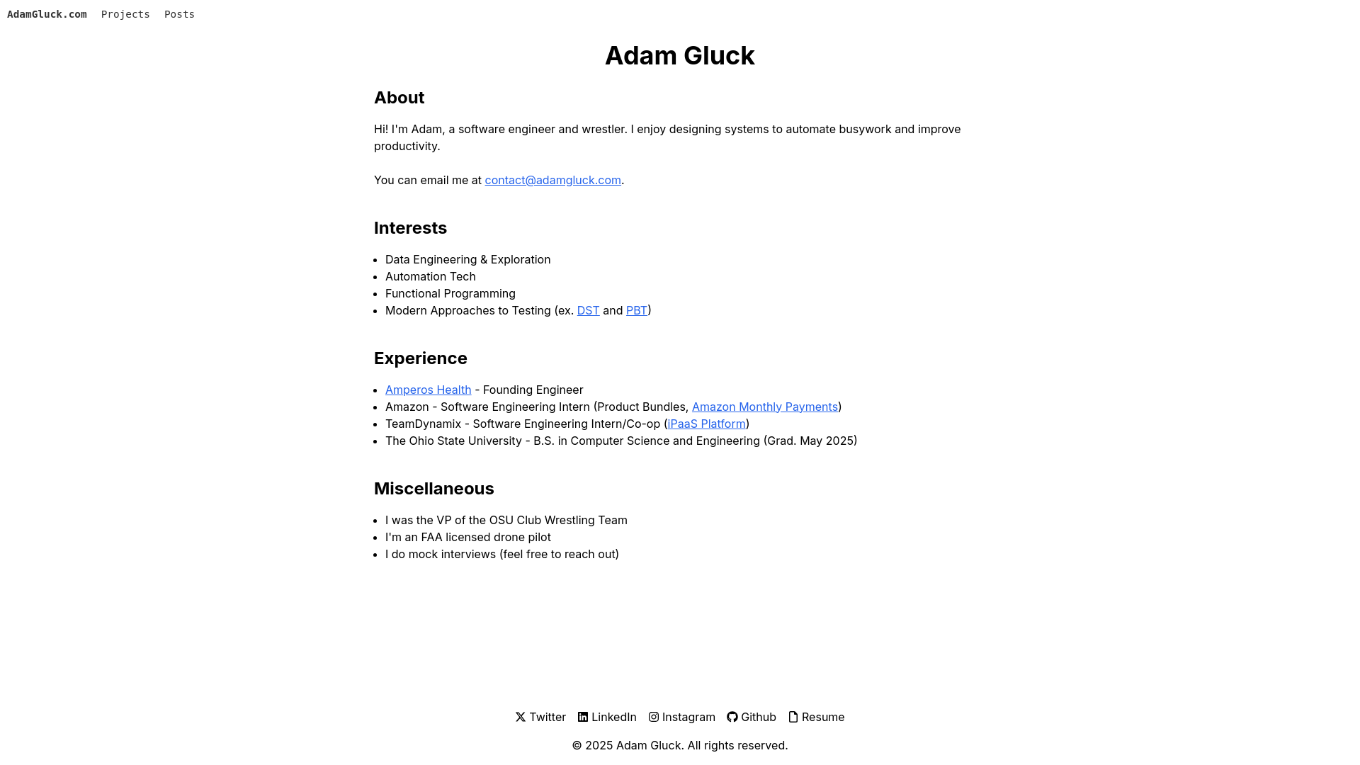 website screenshot of https://adamgluck.pages.dev/