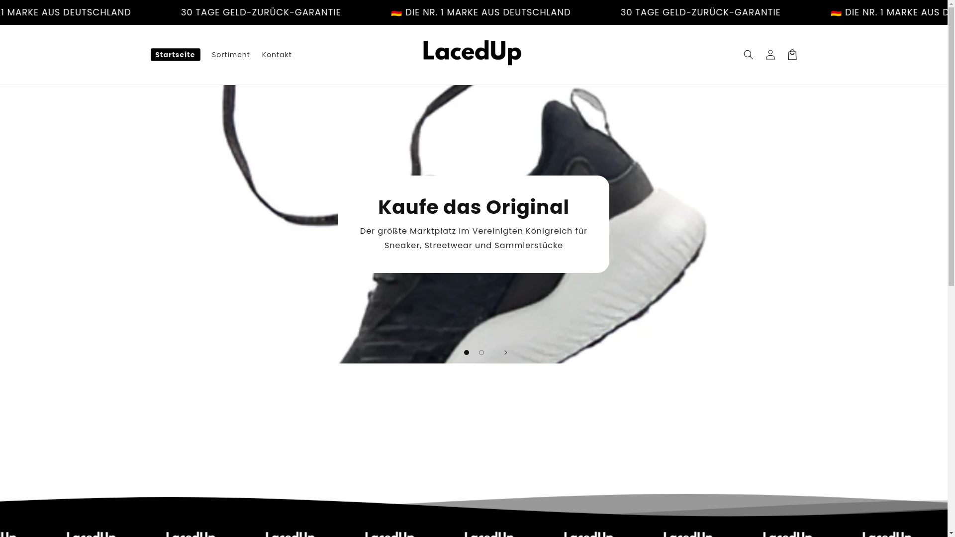 website screenshot of https://sneakerslacedup.de/