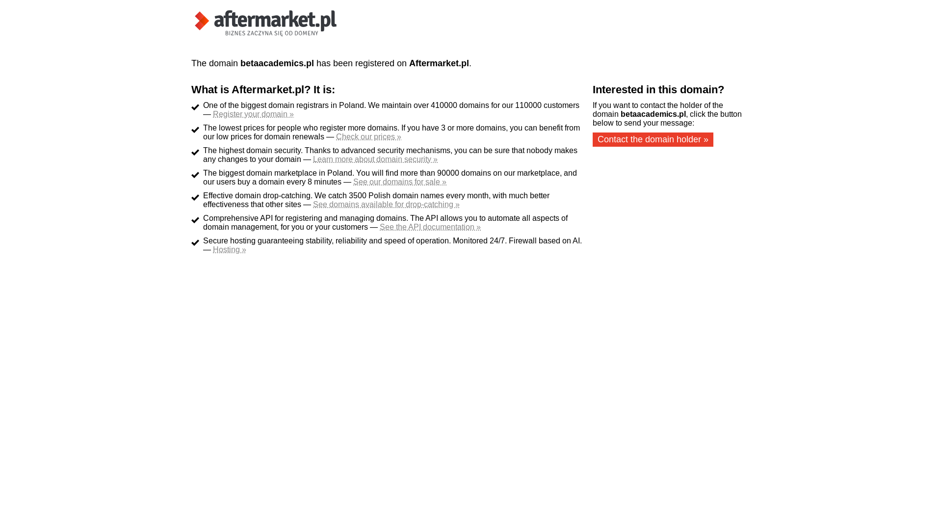 website screenshot of https://betaacademics.pl/