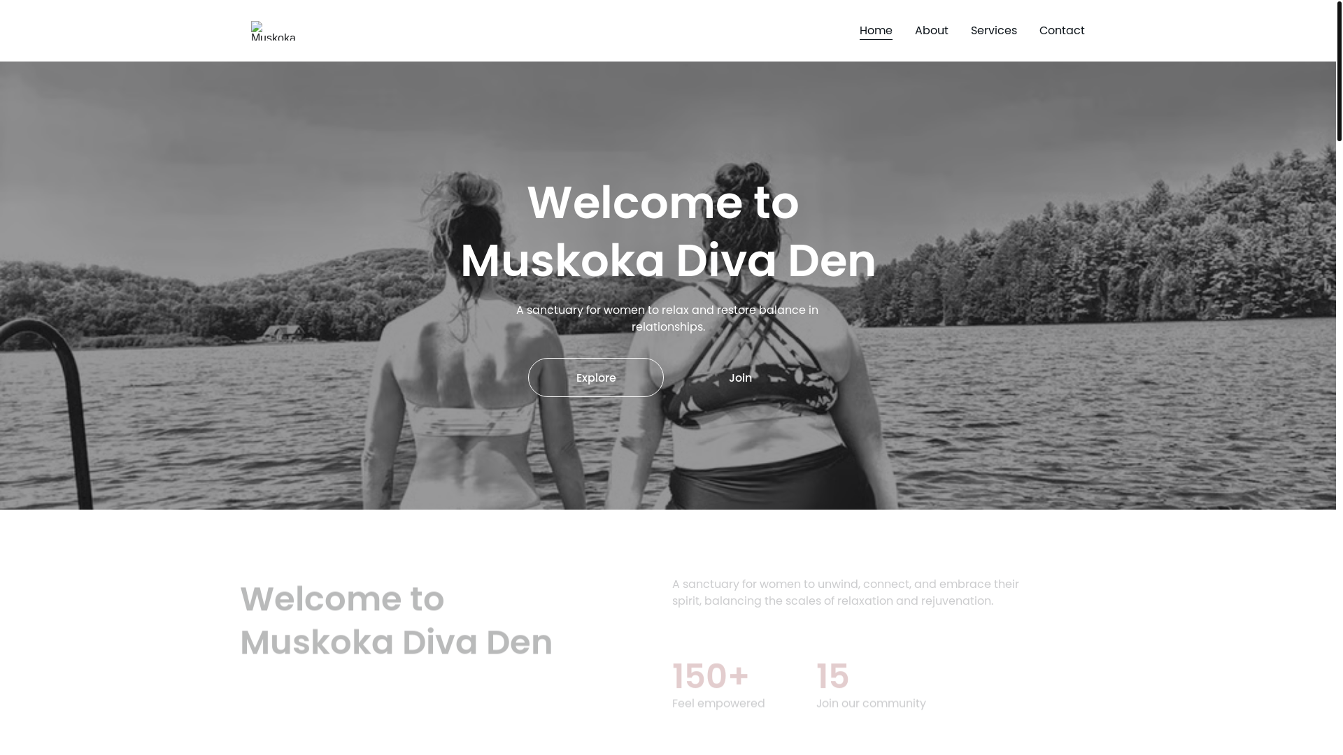 website screenshot of https://muskokadivaden.com/