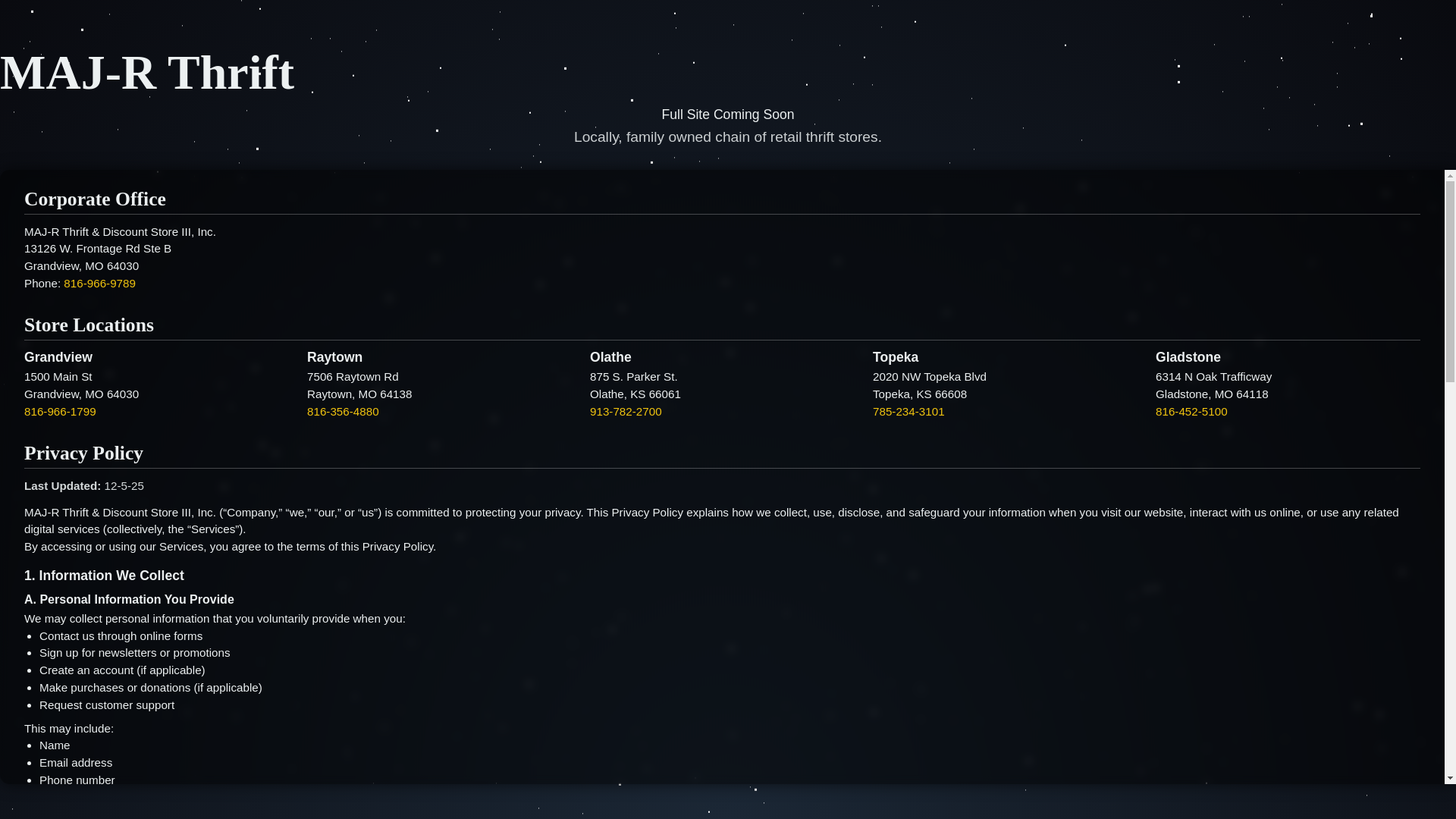 website screenshot of https://maj-rthrift.pages.dev/