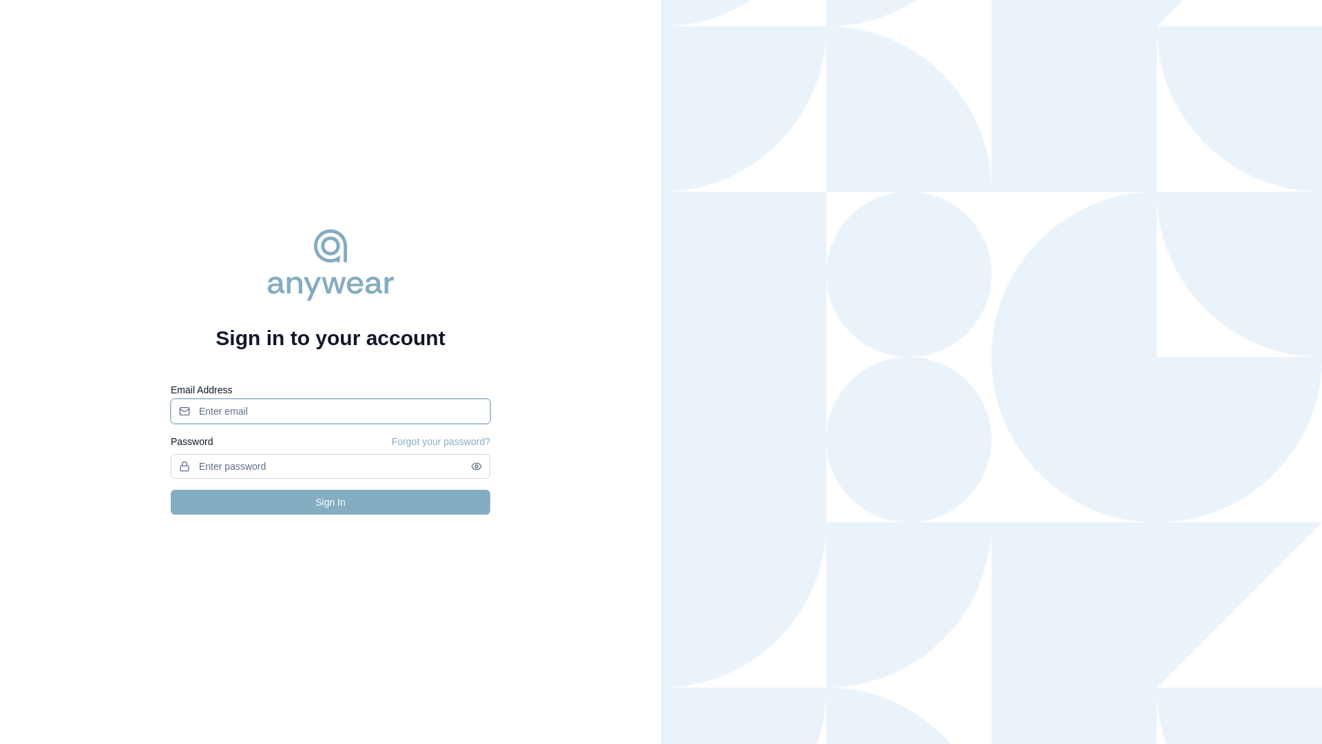 website screenshot of https://anywear-cms-staging.pages.dev/