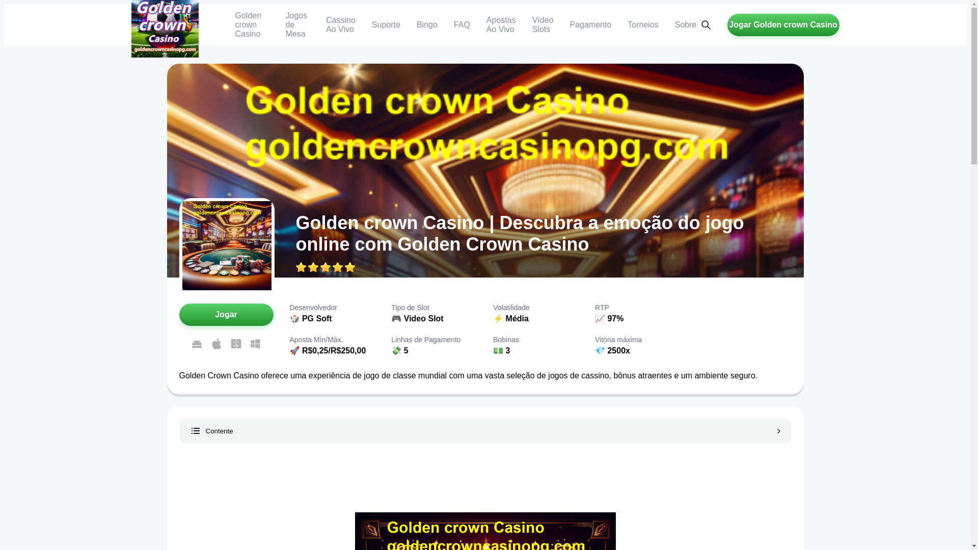 website screenshot of https://goldencrowncasinopg.com/