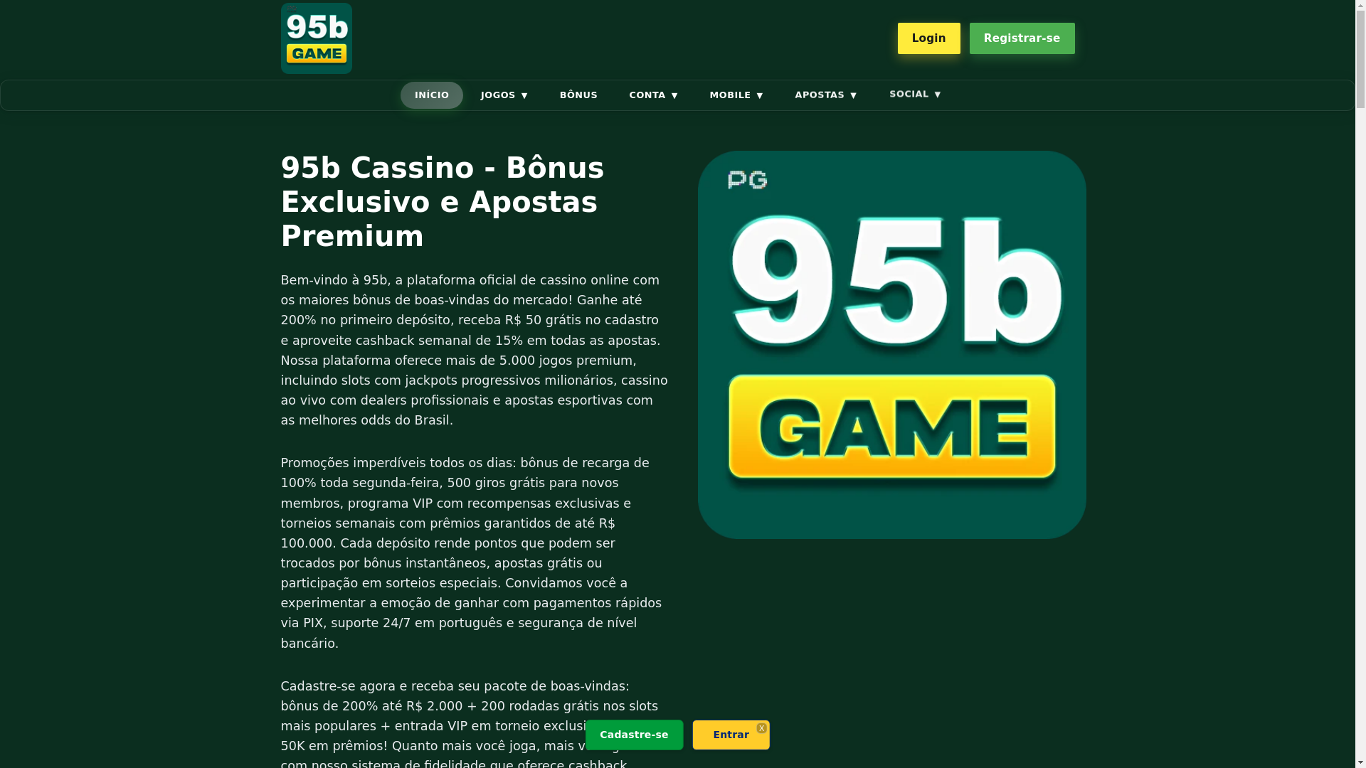 website screenshot of https://95bslot.com.br/