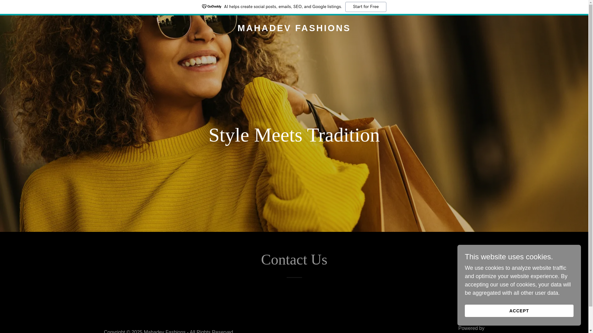 website screenshot of https://mahadevfashions.in/
