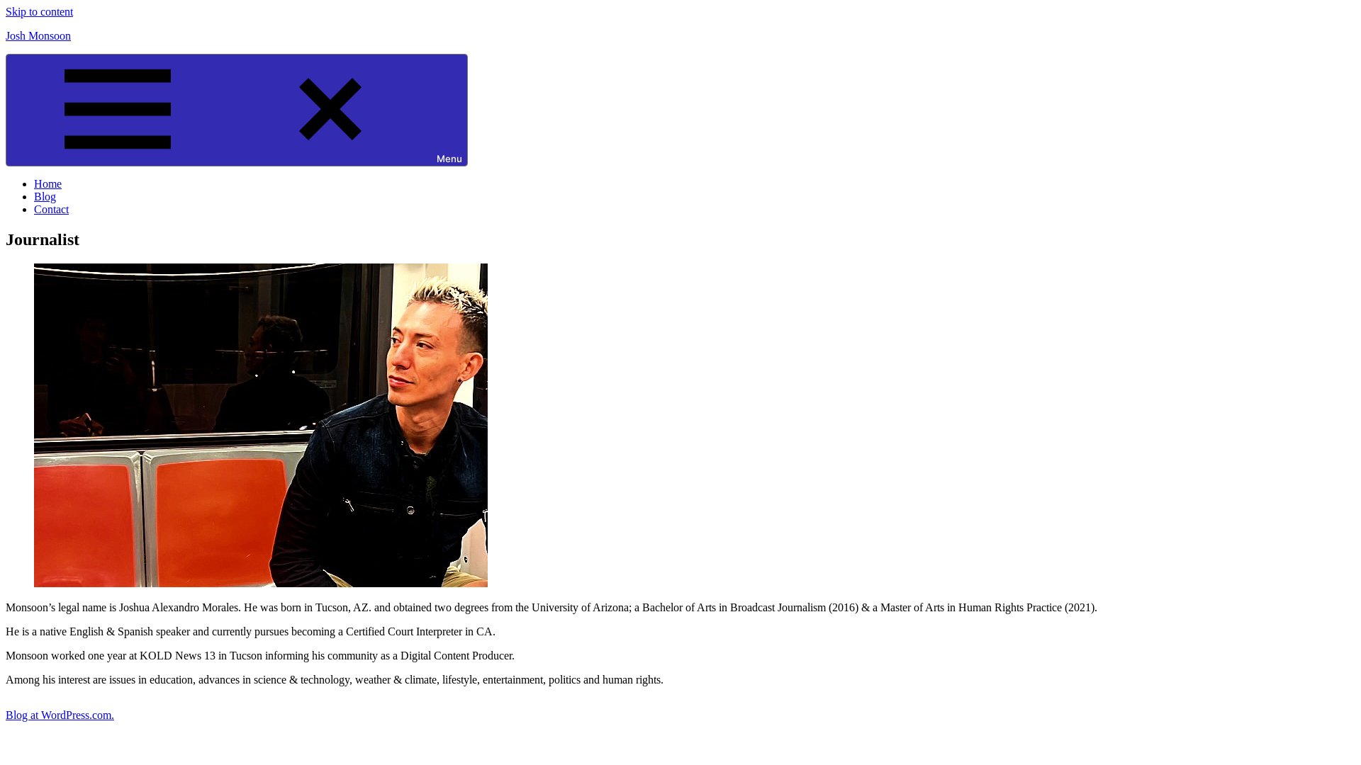 website screenshot of https://joshmonsoon.com/