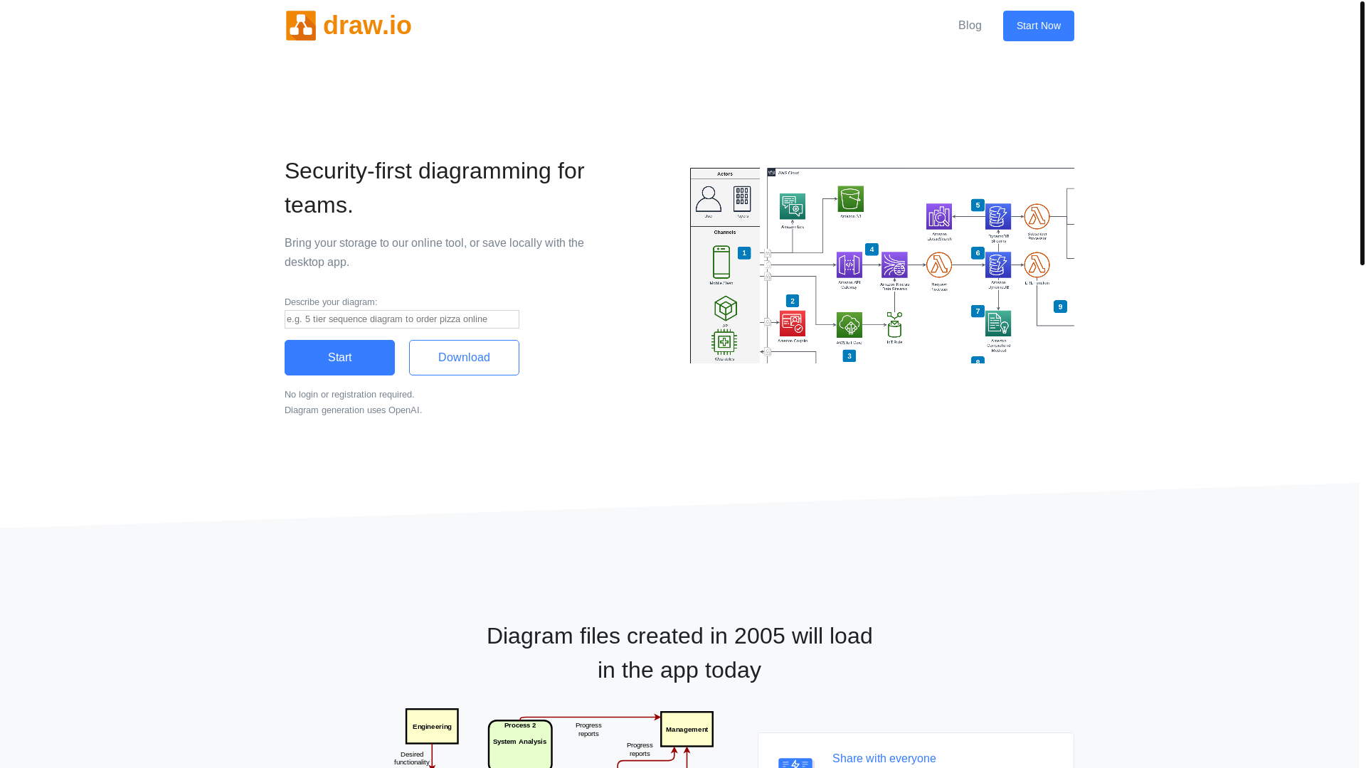 website screenshot of https://www.drawio.com/