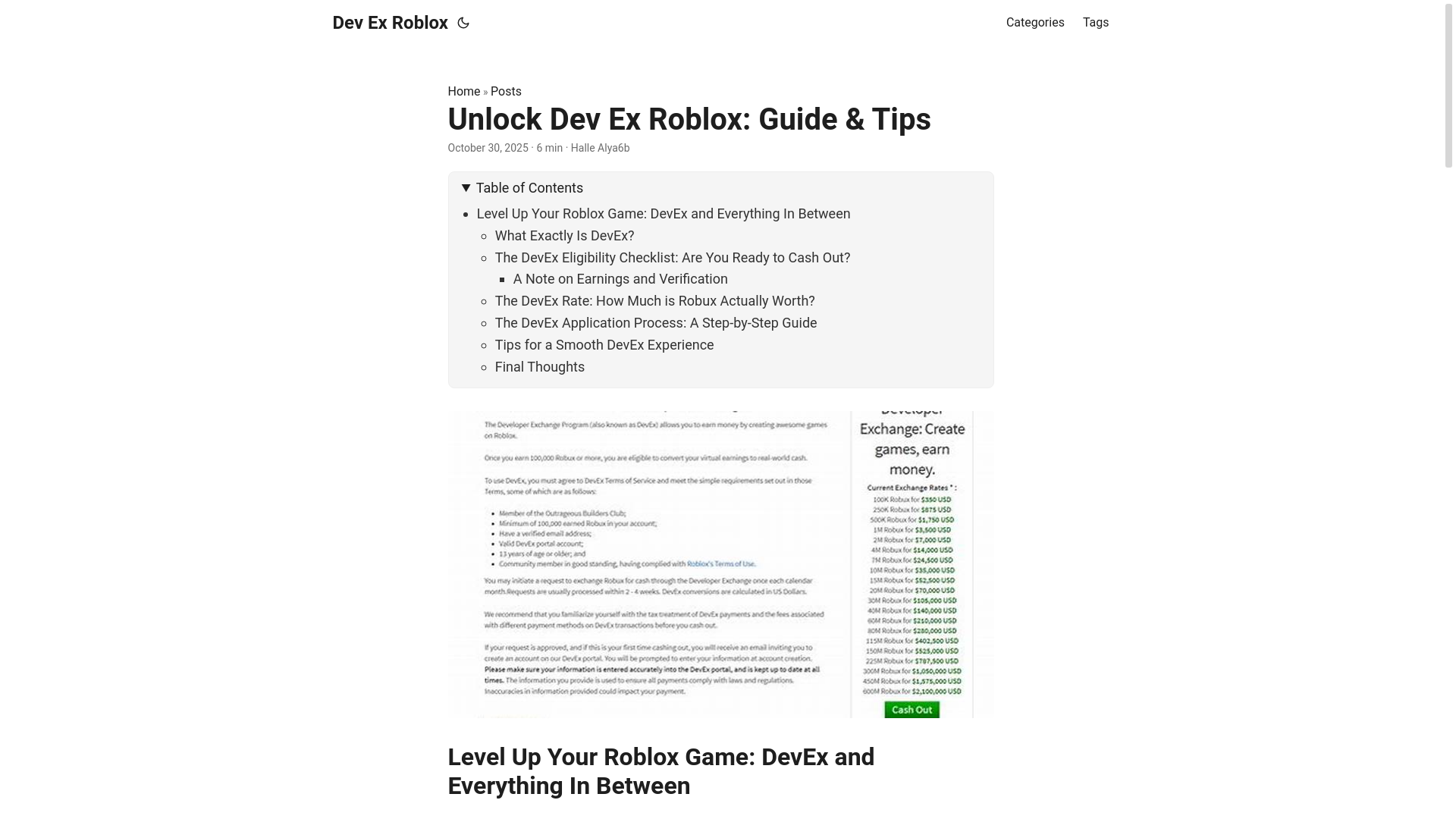 website screenshot of https://dev-ex-roblox.pages.dev/