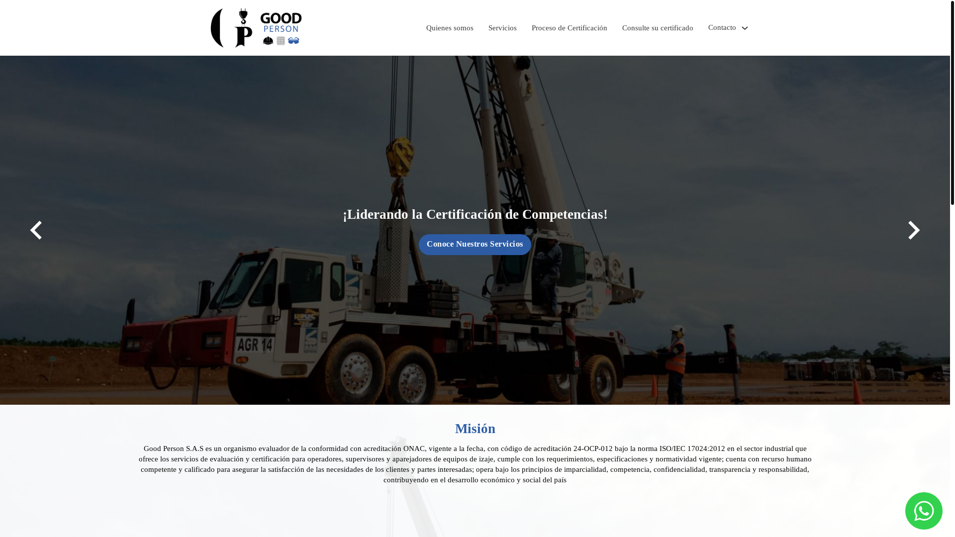 website screenshot of https://goodpersonandservices.com.co/
