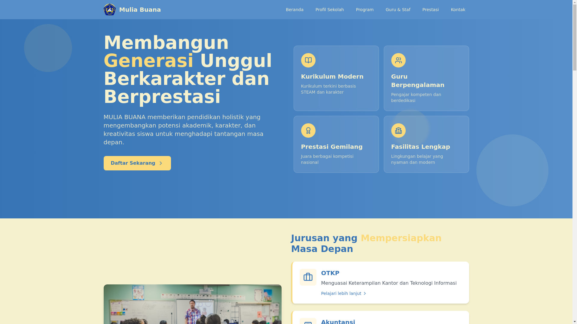 website screenshot of https://muliabuana.sch.id/