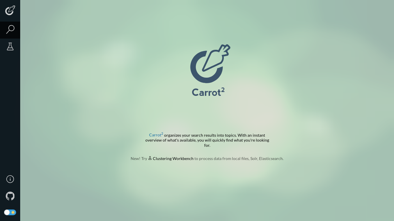 website screenshot of https://search.carrot2.org/#/search/web