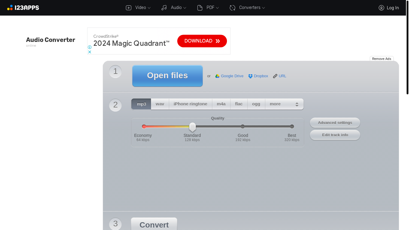 website screenshot of https://online-audio-converter.com/