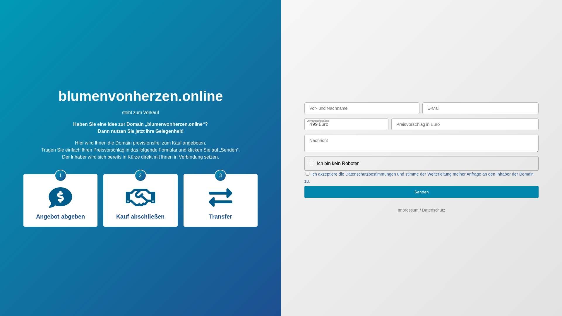 website screenshot of https://blumenvonherzen.online/