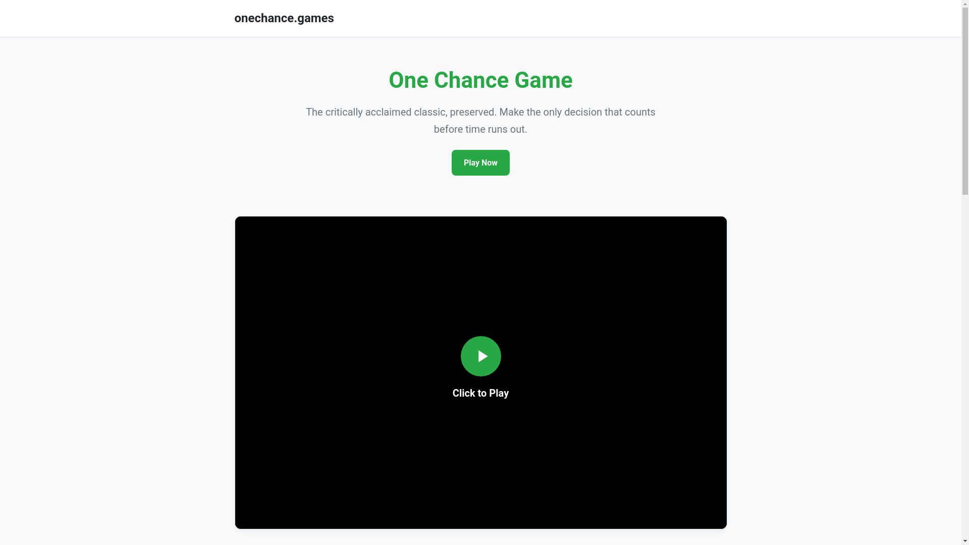 website screenshot of https://onechance.games/