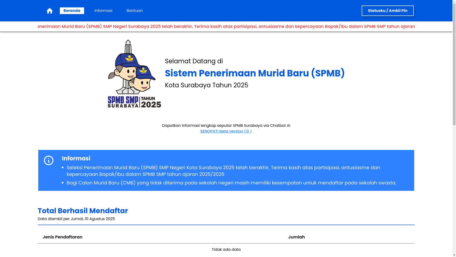 website screenshot of https://ppdb-surabaya-smp-frontend.pages.dev/