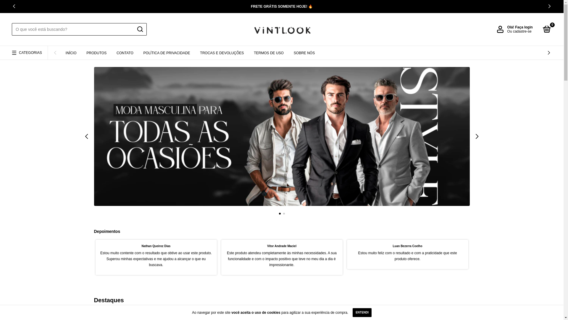 website screenshot of https://vintlook.com.br/