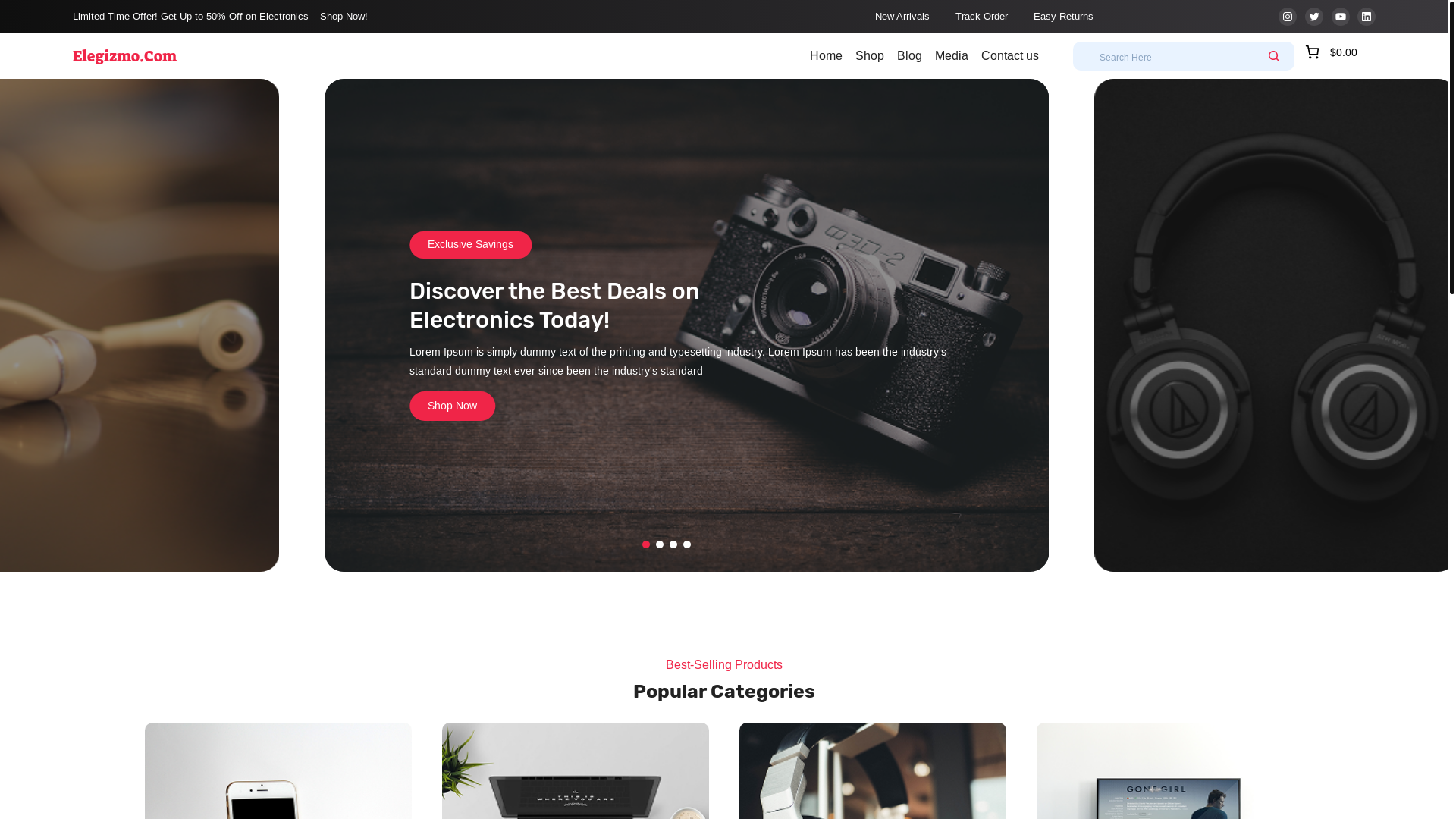 website screenshot of https://elegizmo.com/