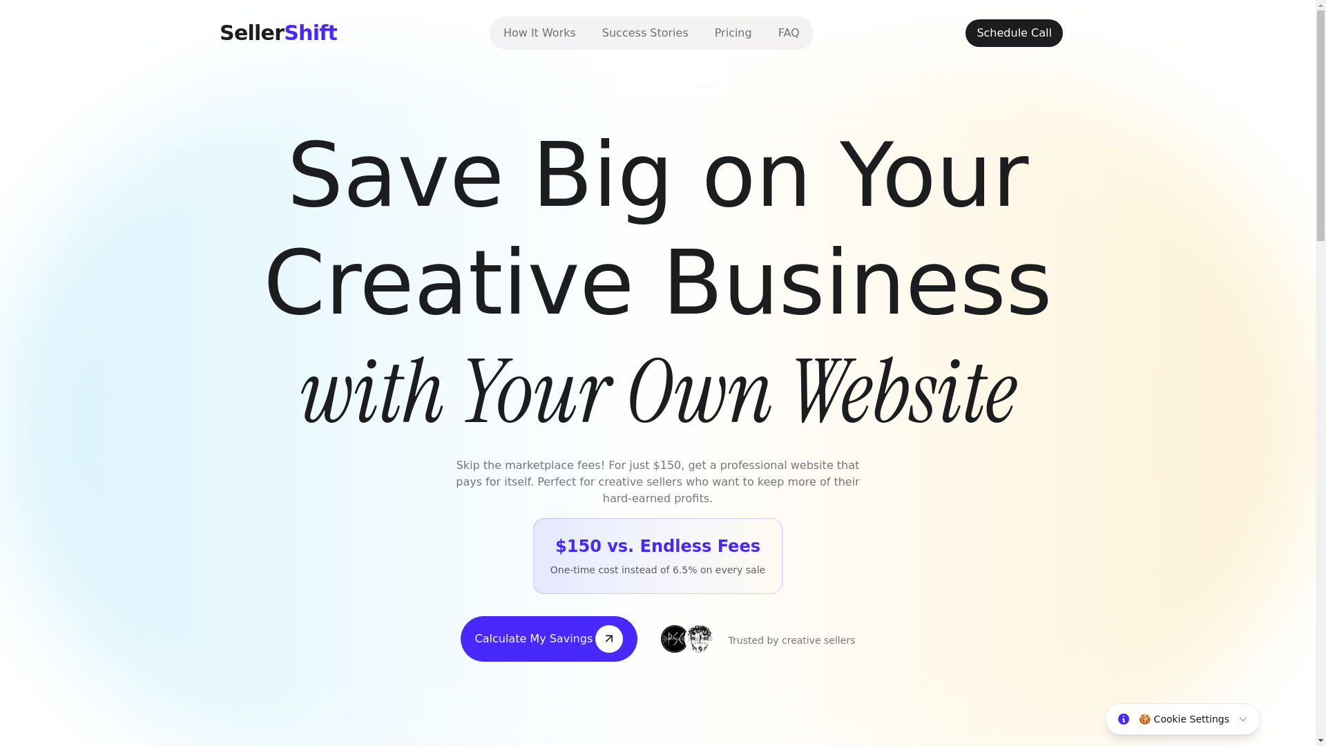 website screenshot of https://meetsellershift.com/
