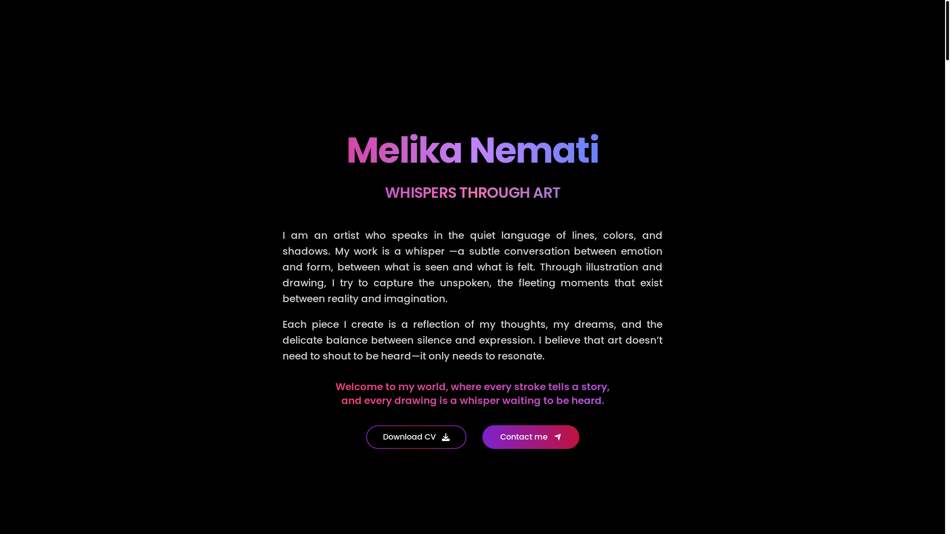 website screenshot of https://melikanemati.eu/