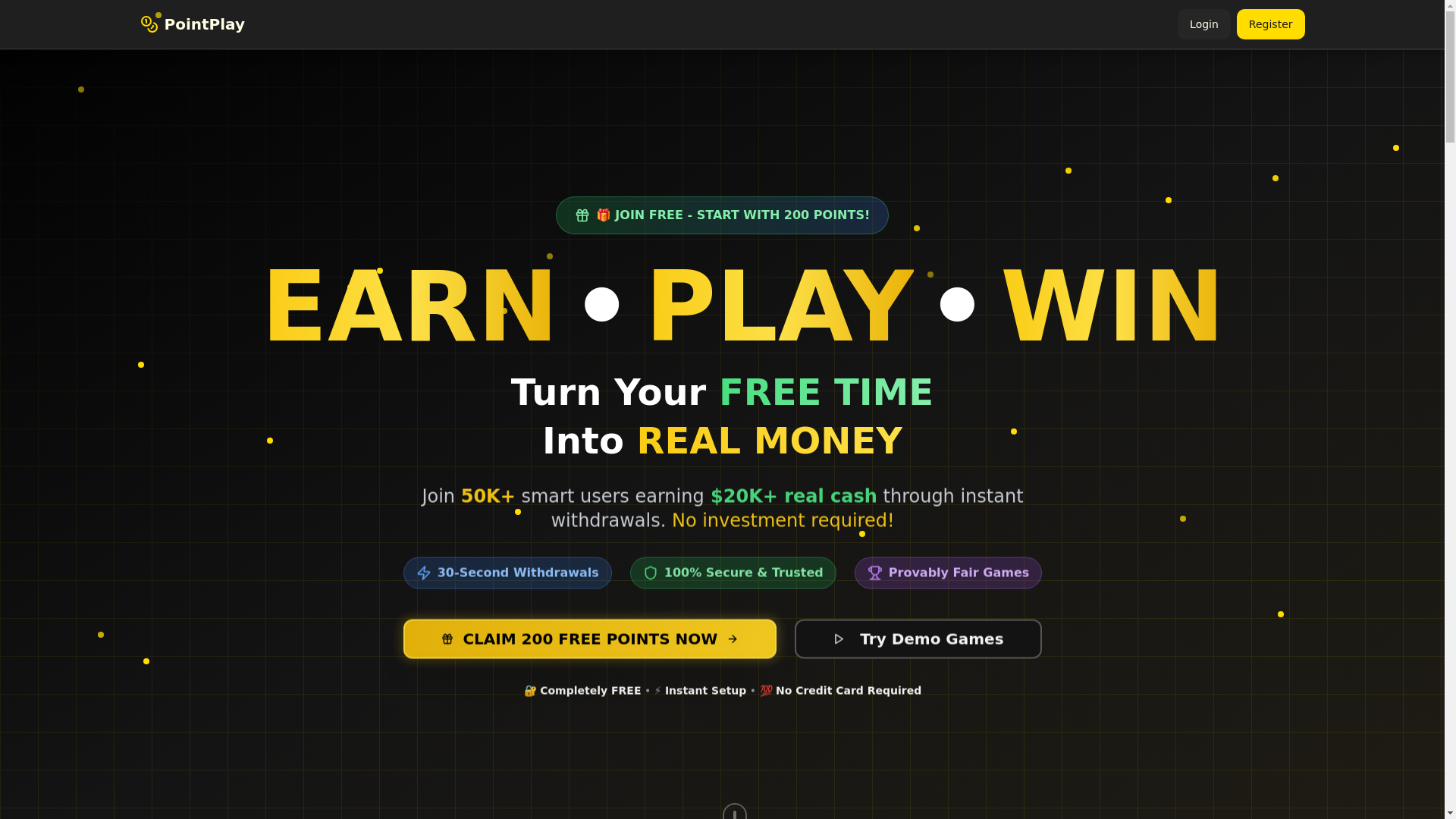 website screenshot of https://earnchips.com/