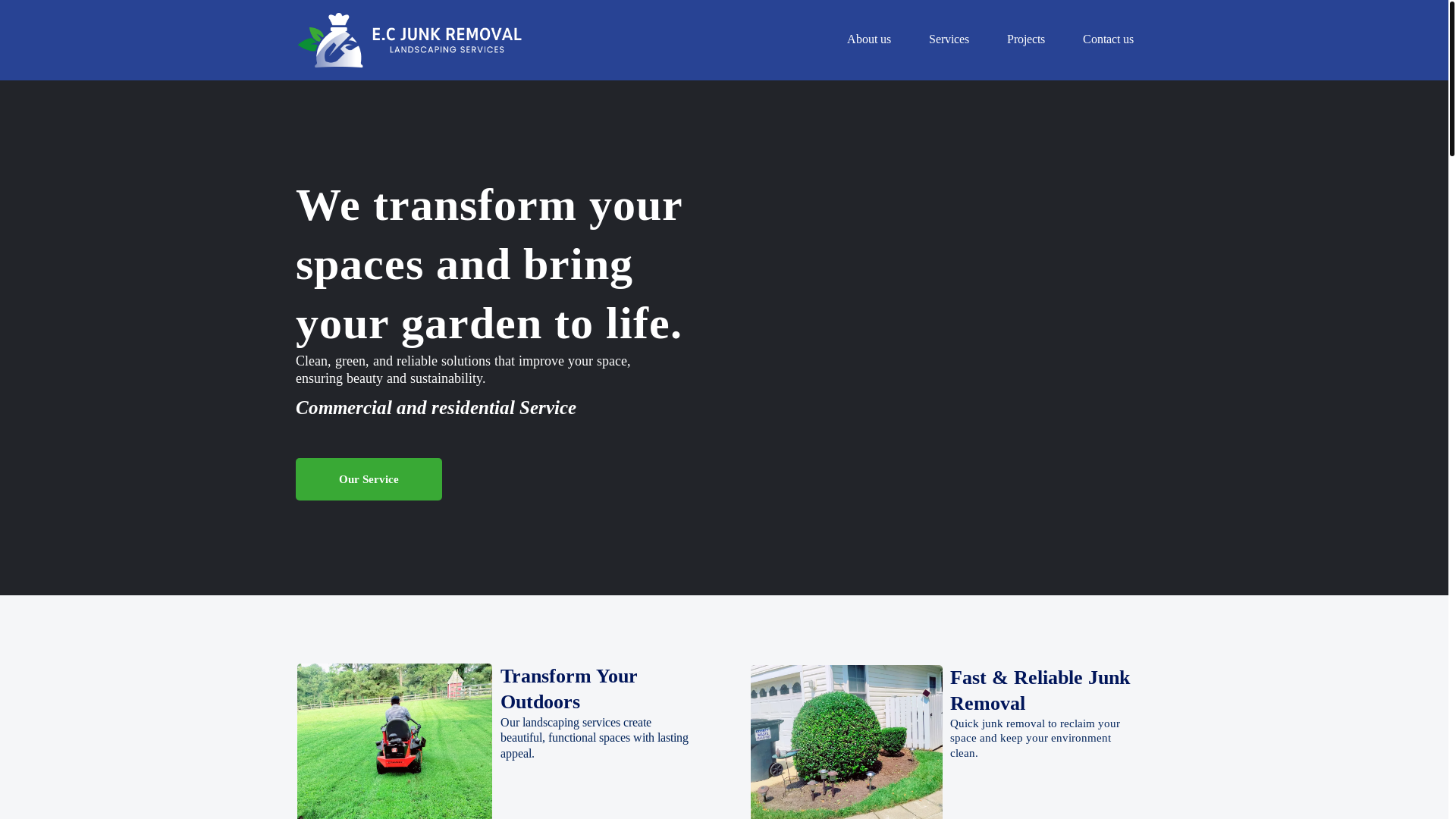 website screenshot of https://ecjrlanscapingservice.com/