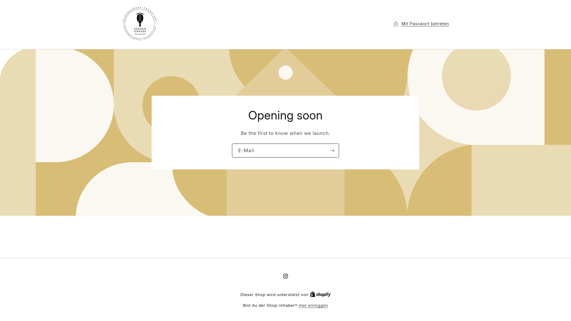 website screenshot of https://vespengarage.shop/
