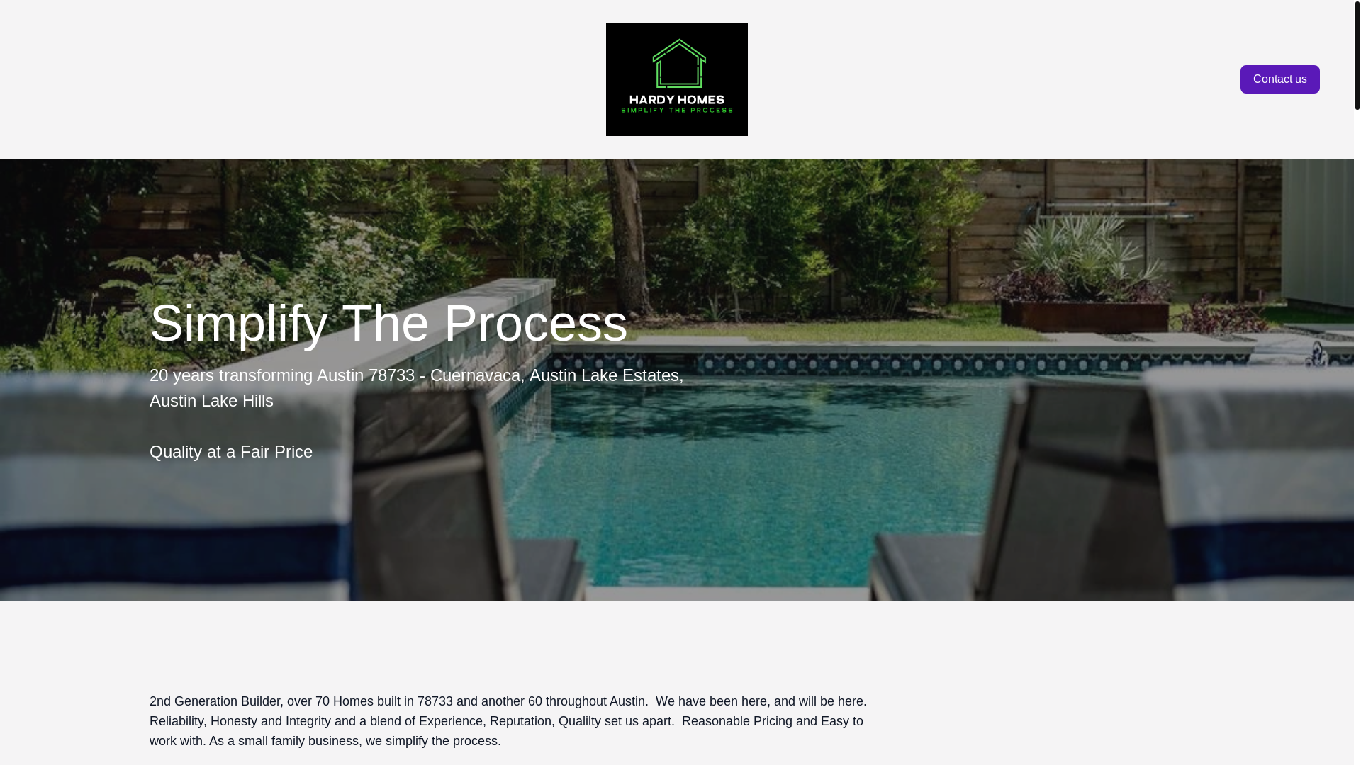 website screenshot of https://hardyhomes78733.com/