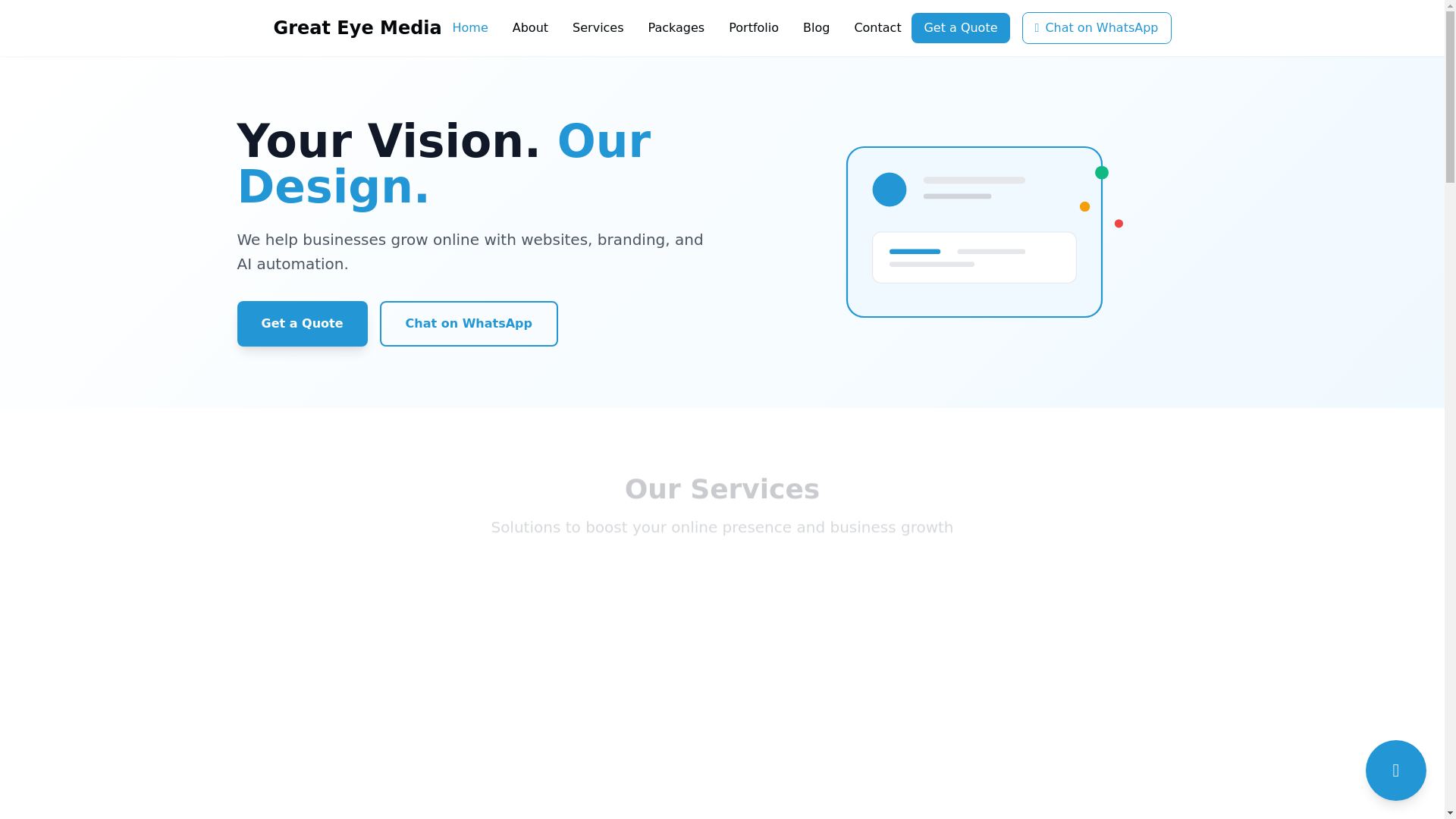 website screenshot of https://greateyemedia.in/