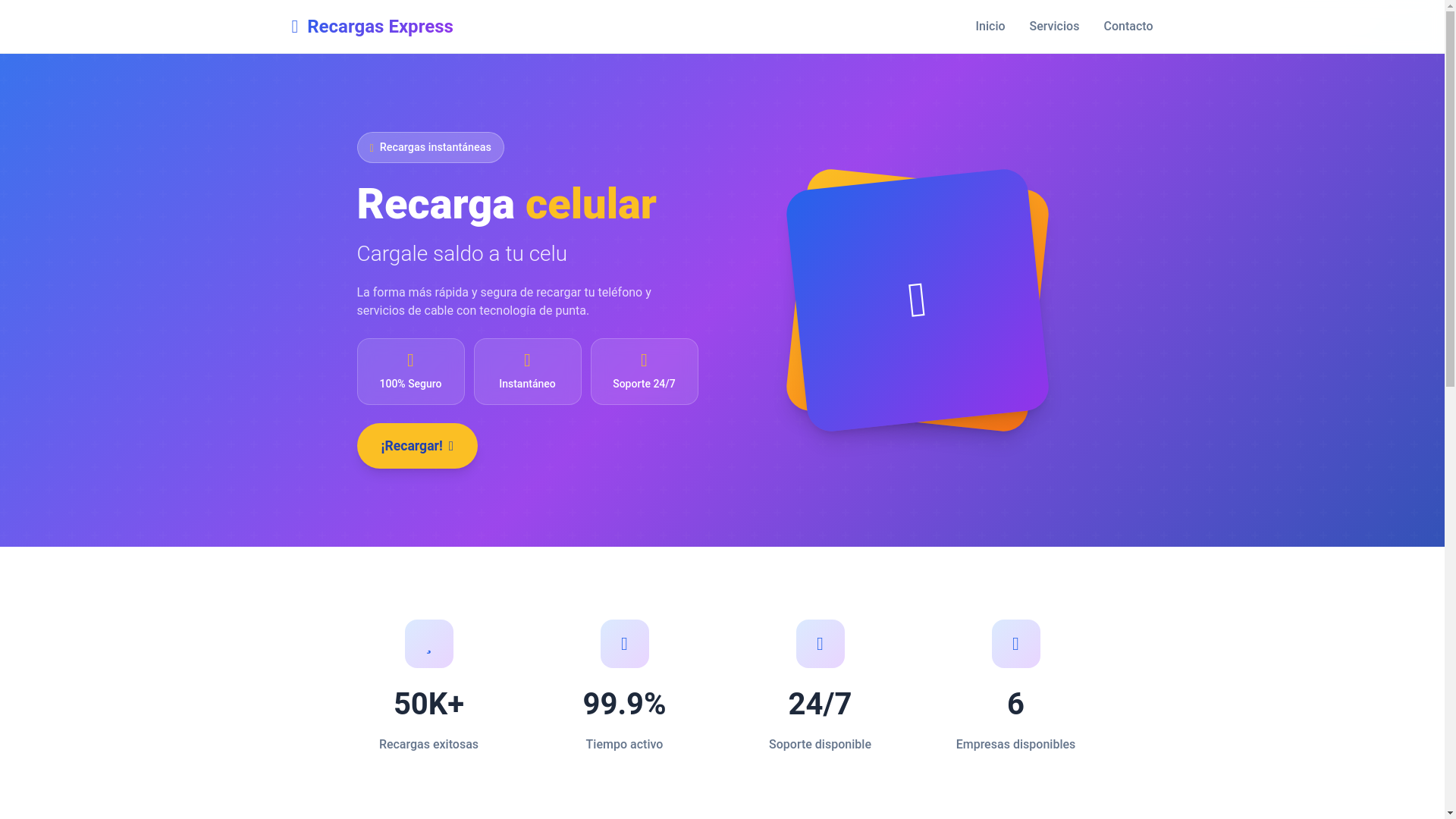 website screenshot of https://recargueexpress.com/