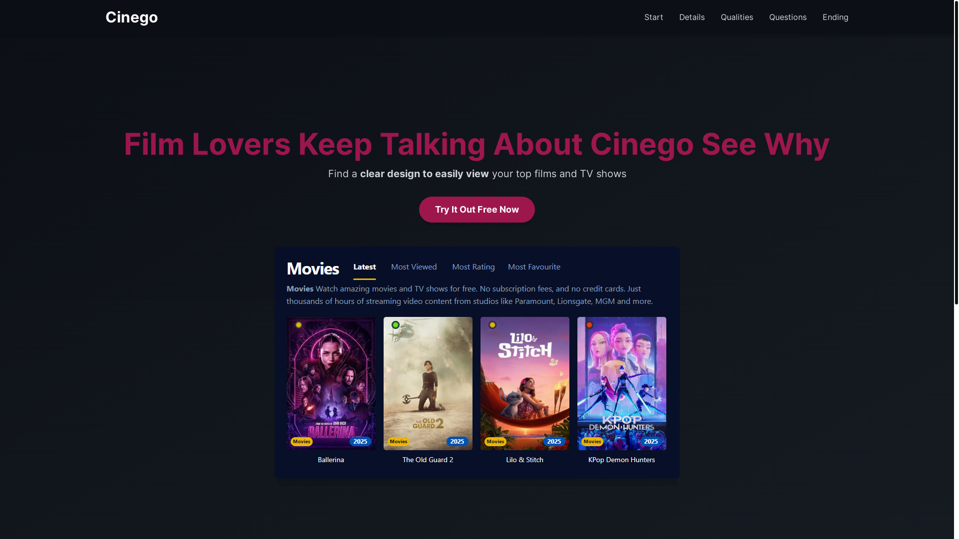 website screenshot of https://cinego-x9ko.pages.dev/