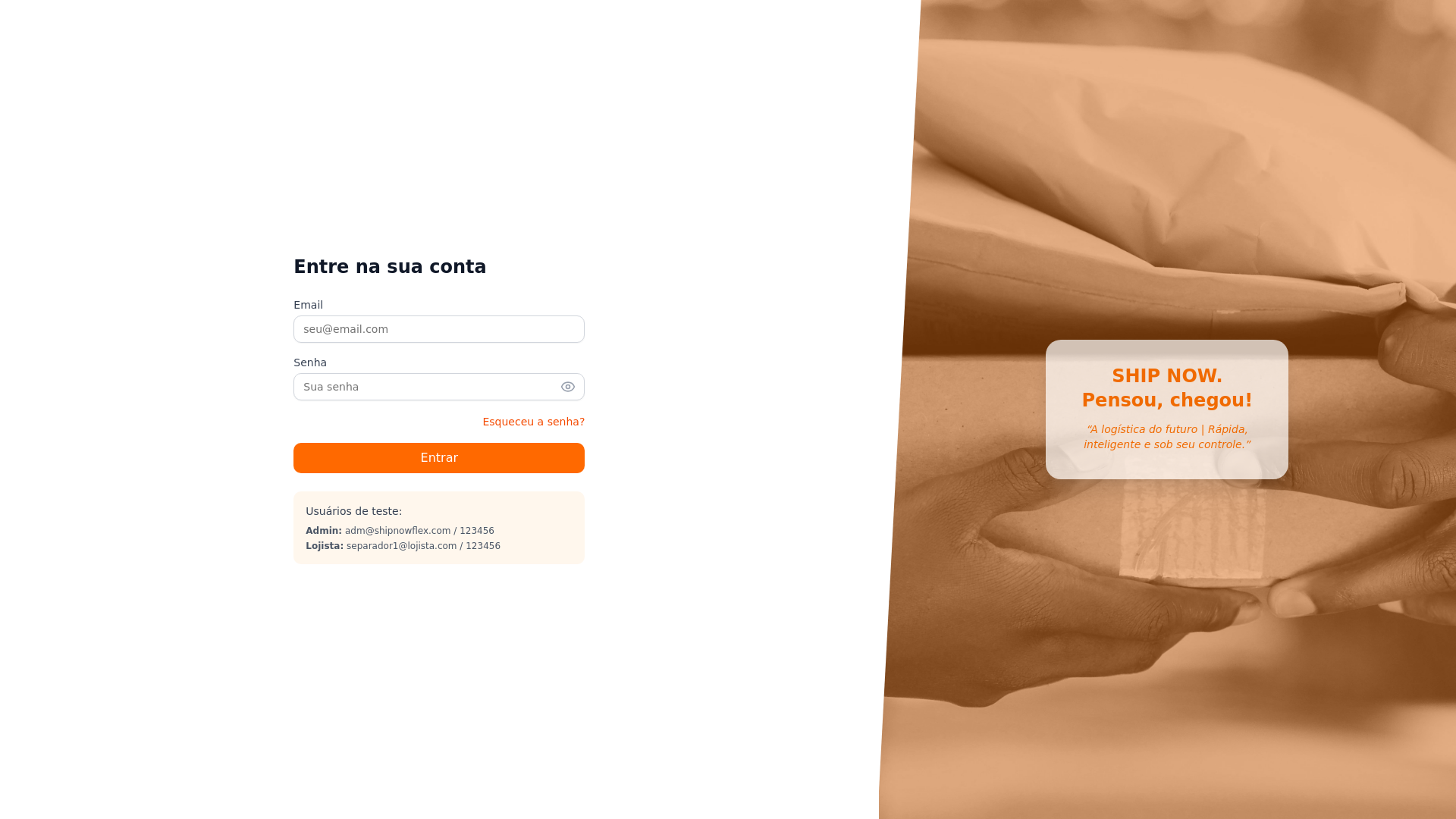 website screenshot of https://shipnowflex.com.br/