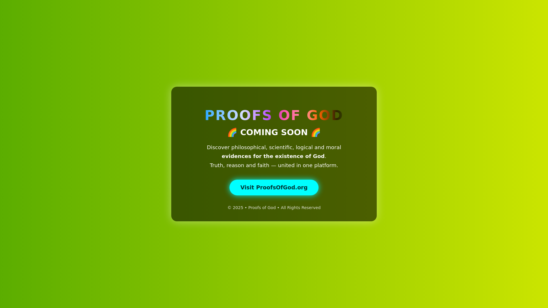 website screenshot of https://proofsgod.org/