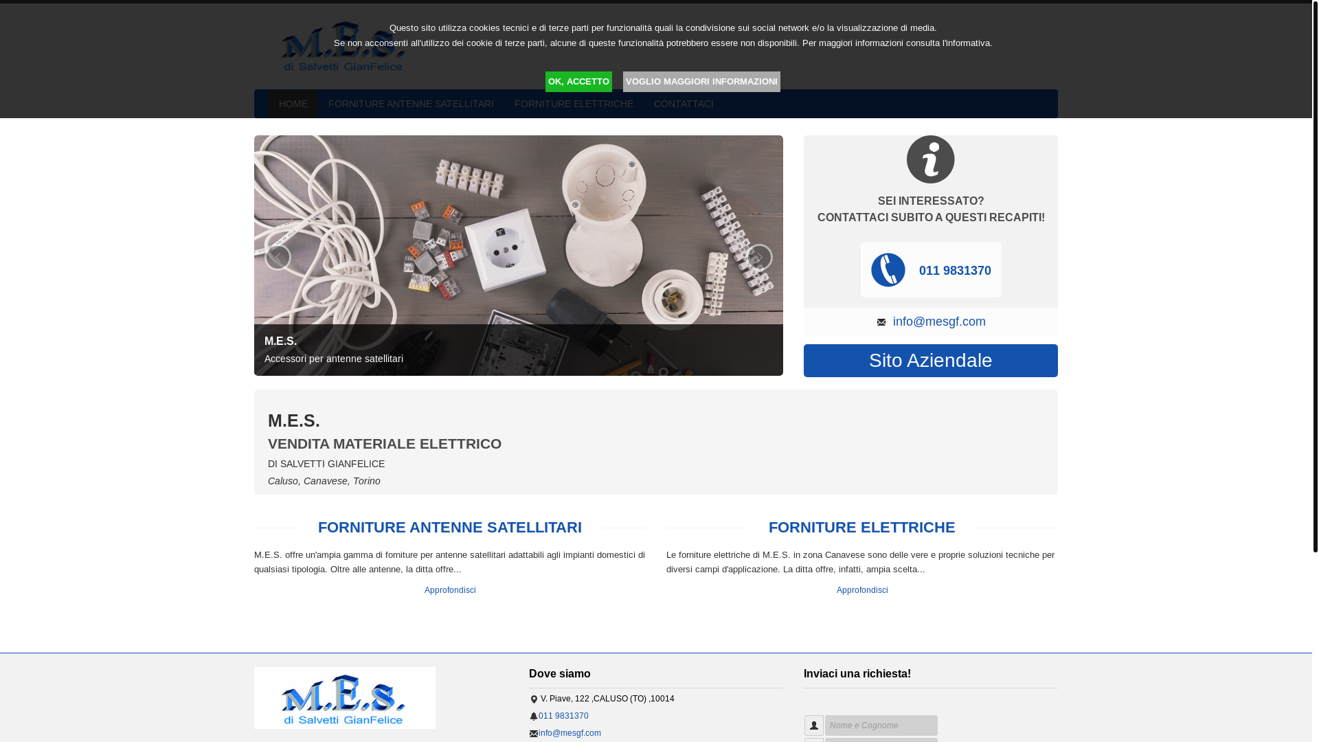 website screenshot of https://mesmaterialeelettricocanavese.it/