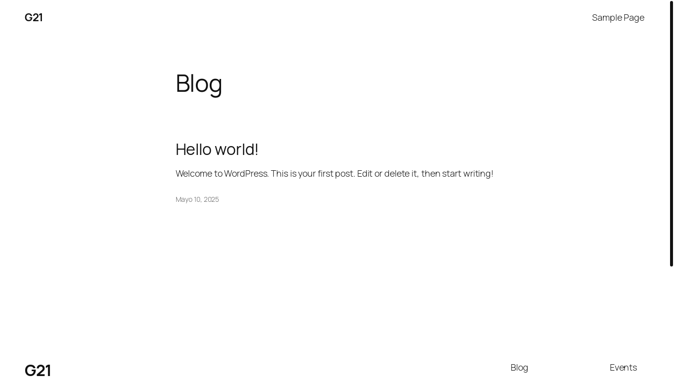 website screenshot of https://g21academy.cl/