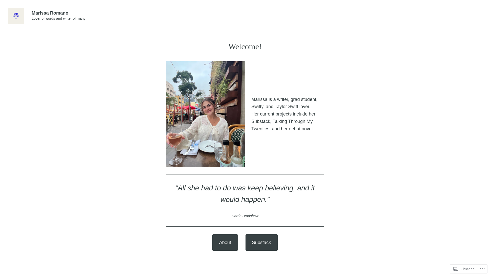 website screenshot of https://marissaromano.com/