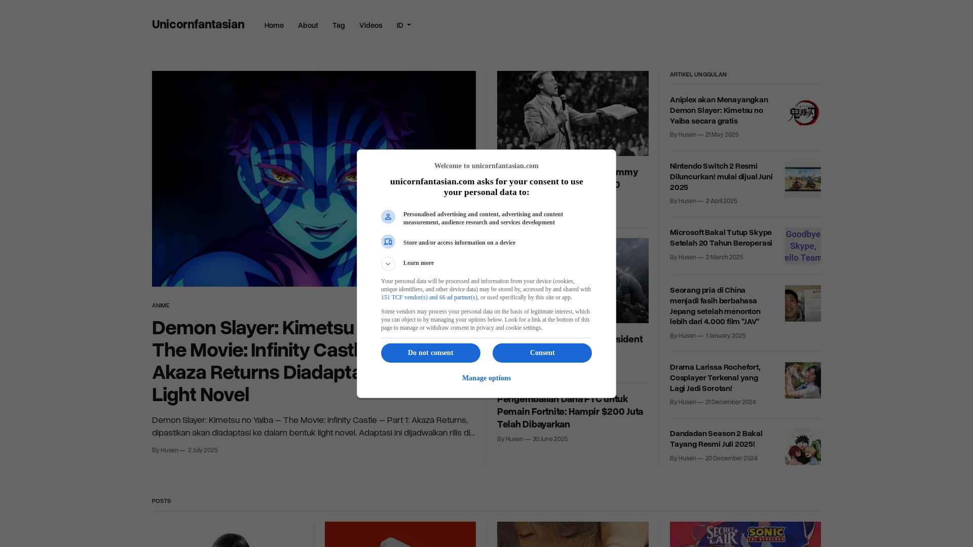 website screenshot of https://unicornfantasian.com/