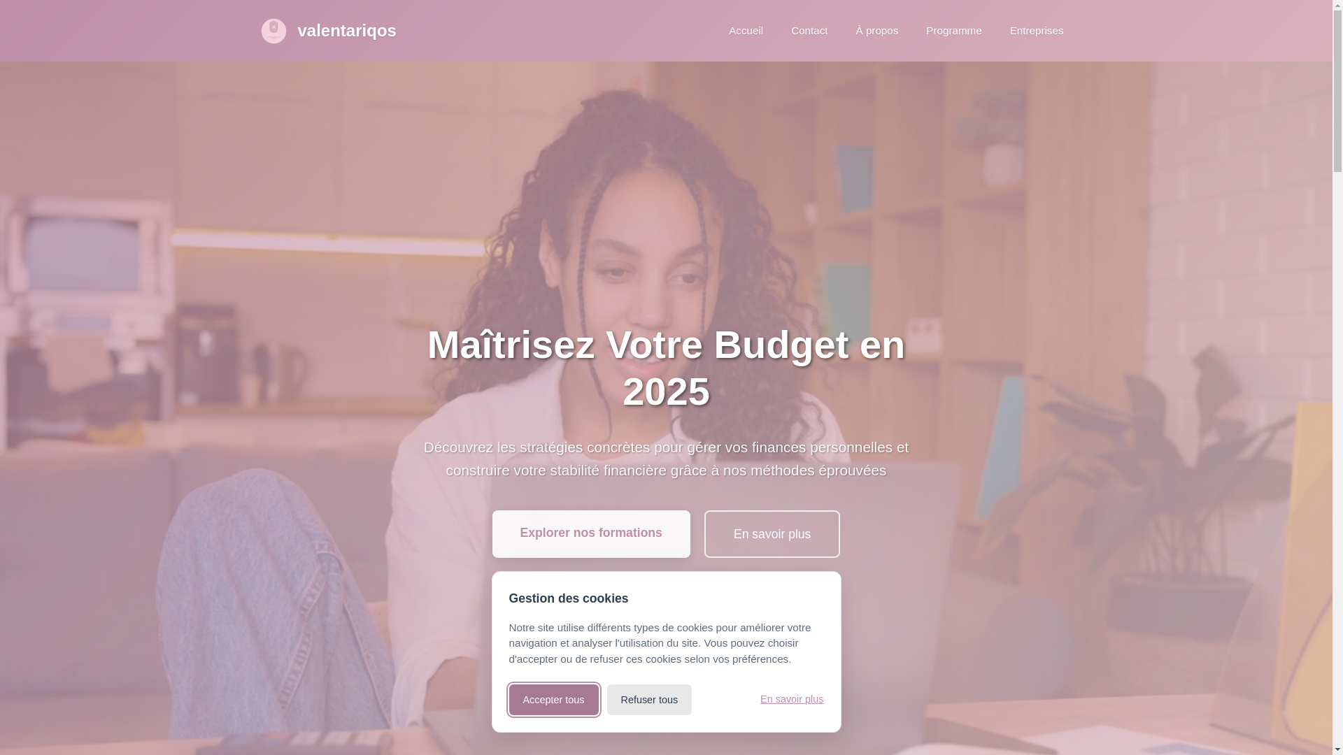 website screenshot of https://valentariqos.com