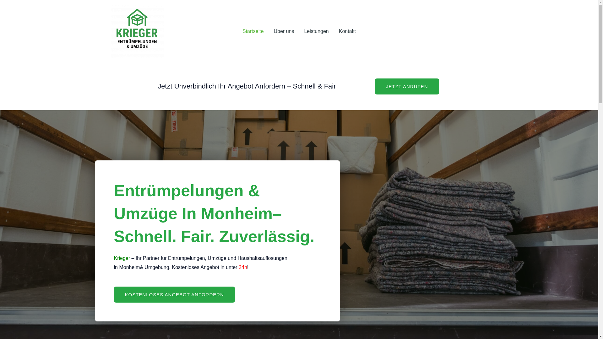website screenshot of https://kriegerservice.de/