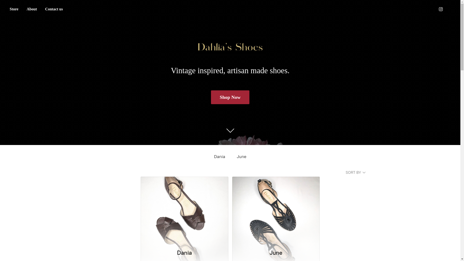 website screenshot of https://dahliasshoes.com/
