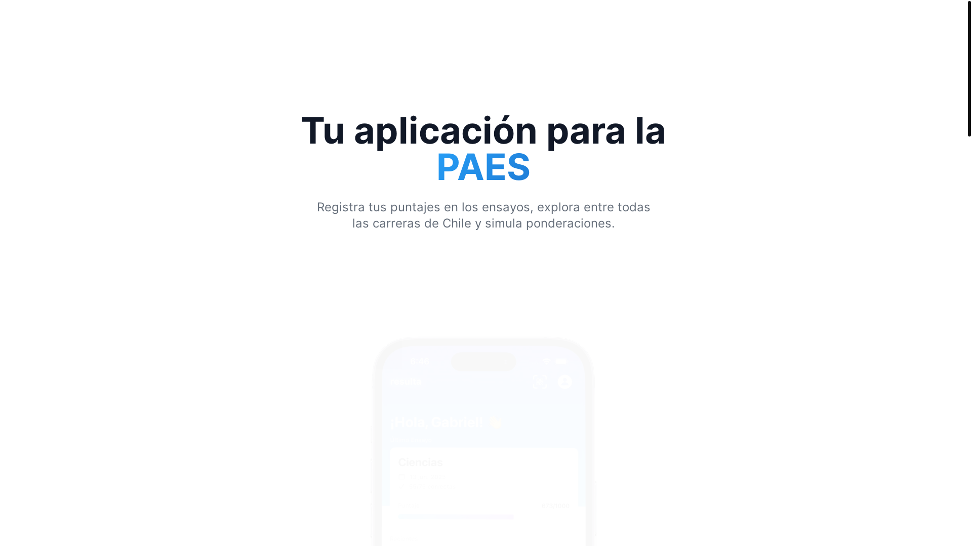 website screenshot of https://resultaapp.cl/