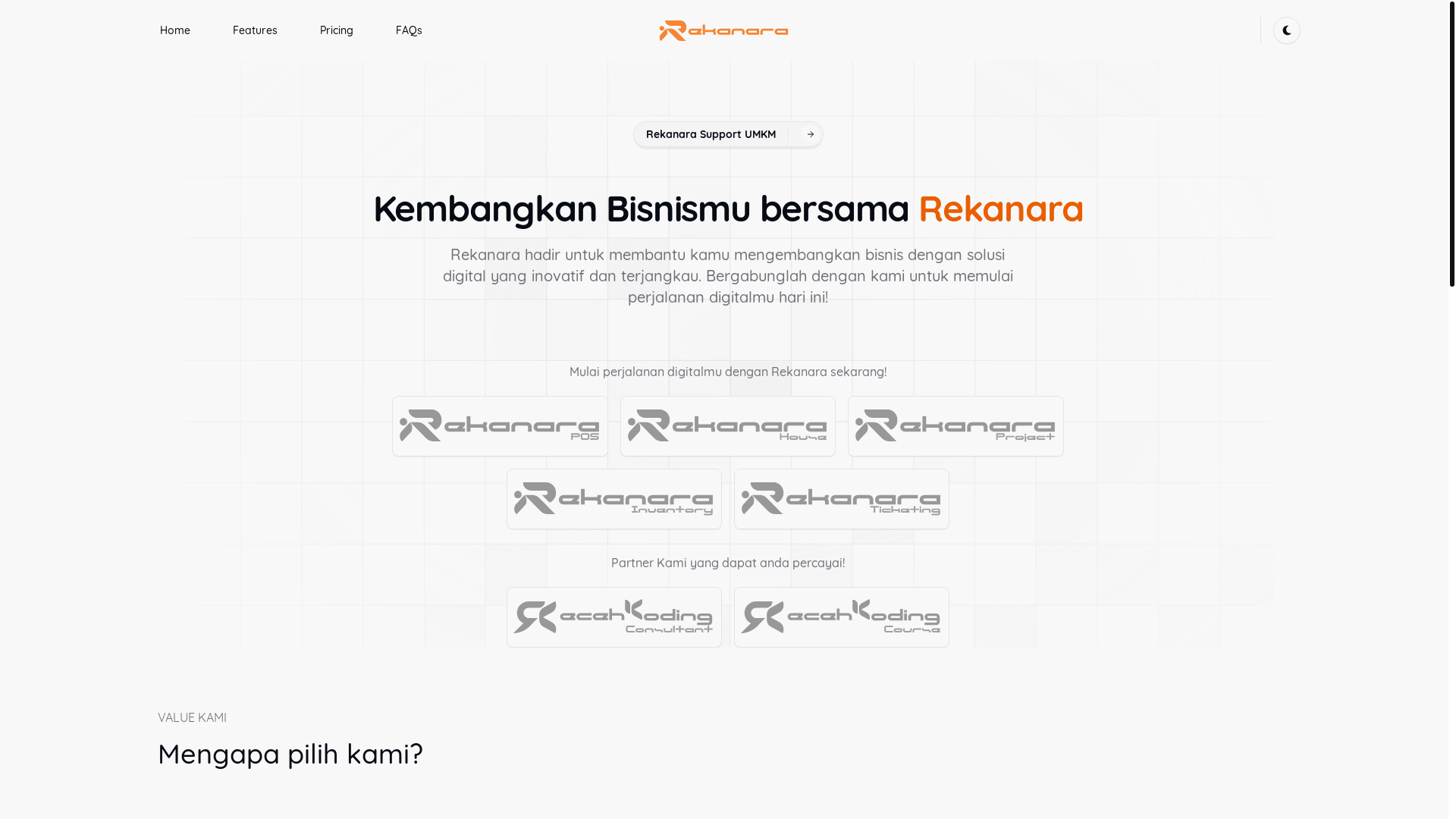 website screenshot of https://rekanara.id/