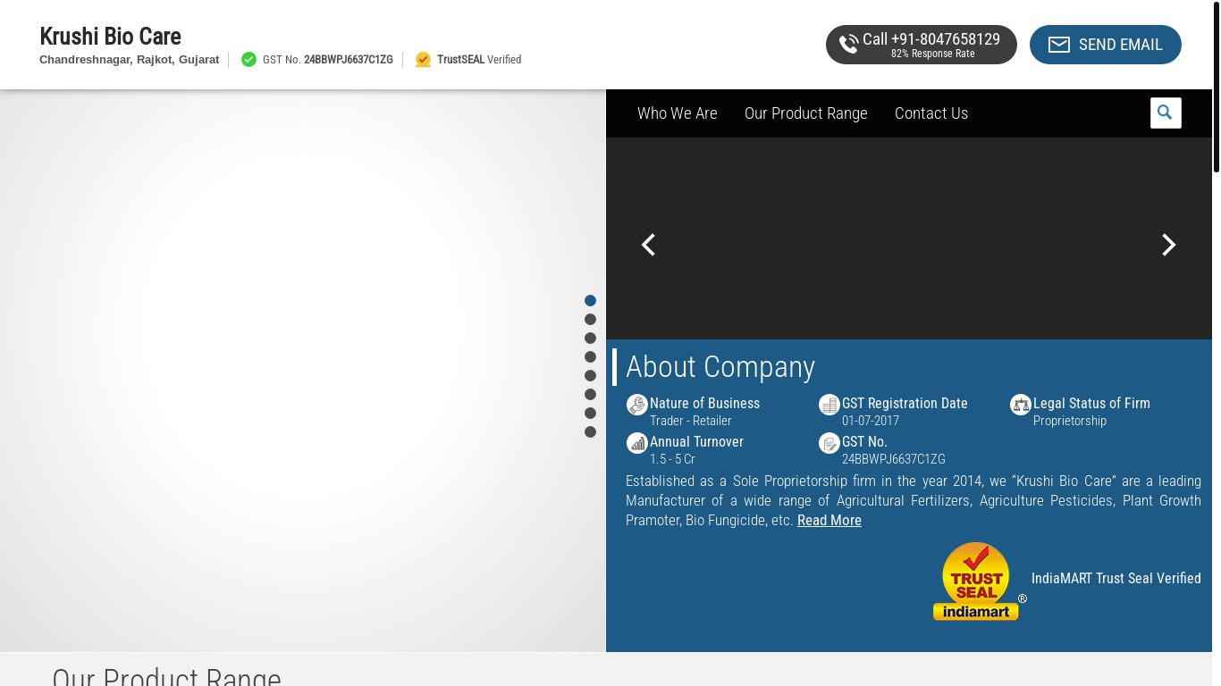 website screenshot of https://krushibiocare.in/
