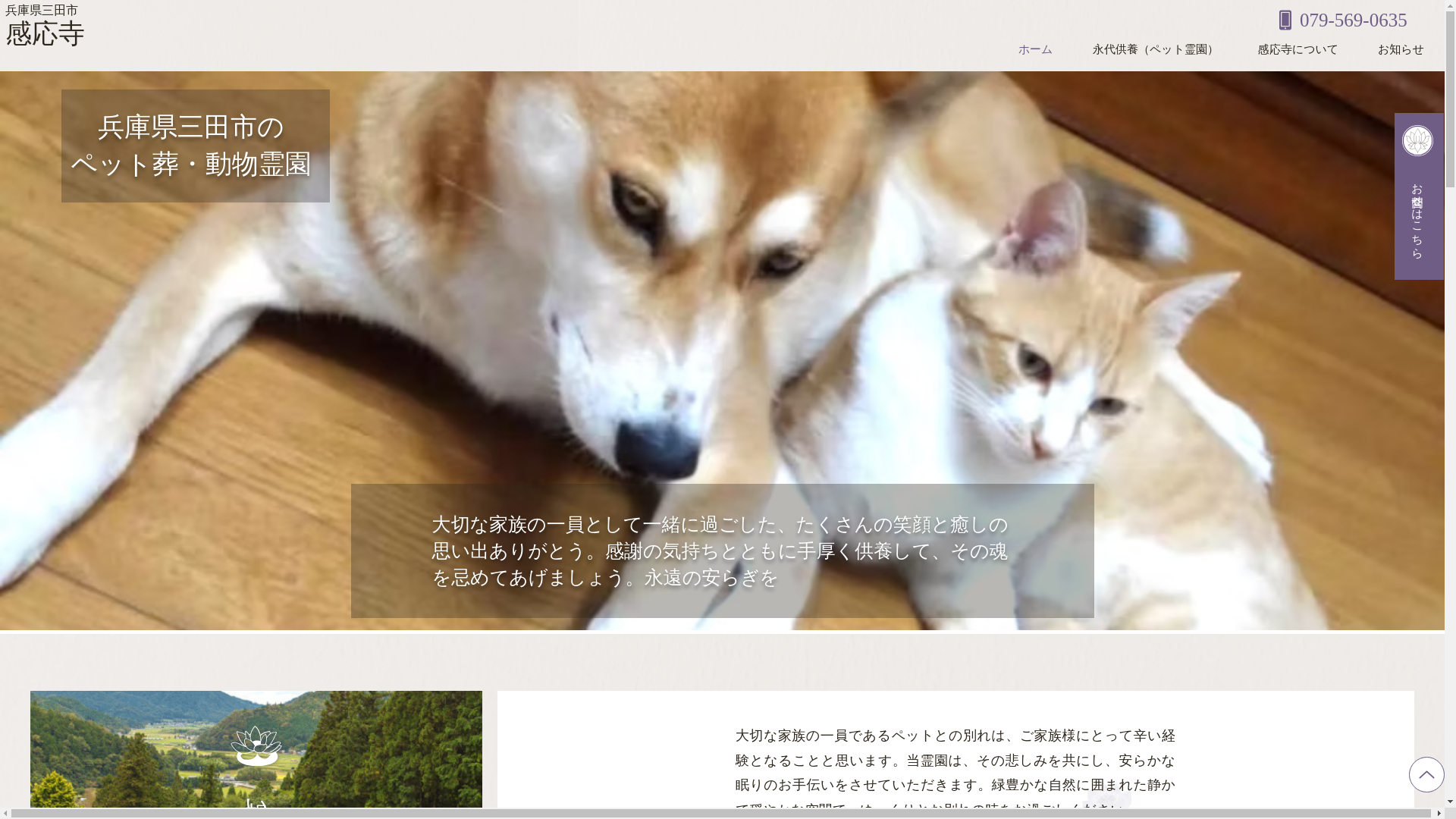website screenshot of https://kannouji-petcemetery-sanda.com/